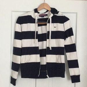Vineyard vines navy stripe hooded sweatshirt